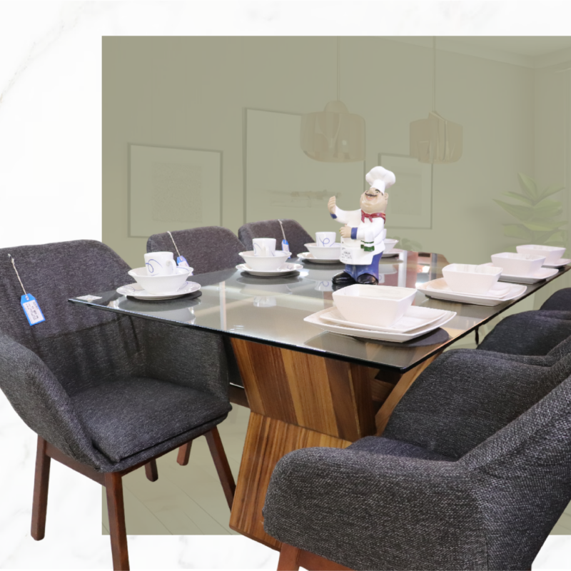 COMEDOR MODERNO VIDRIO Y BASE MADERA