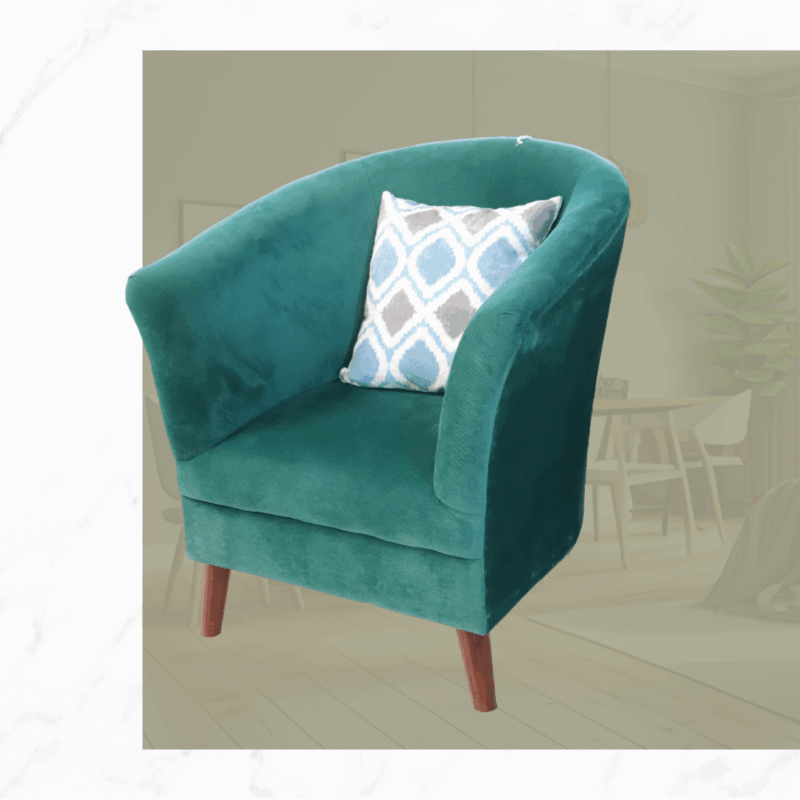 SILLA AZULVERDE PATAS DE MADERA