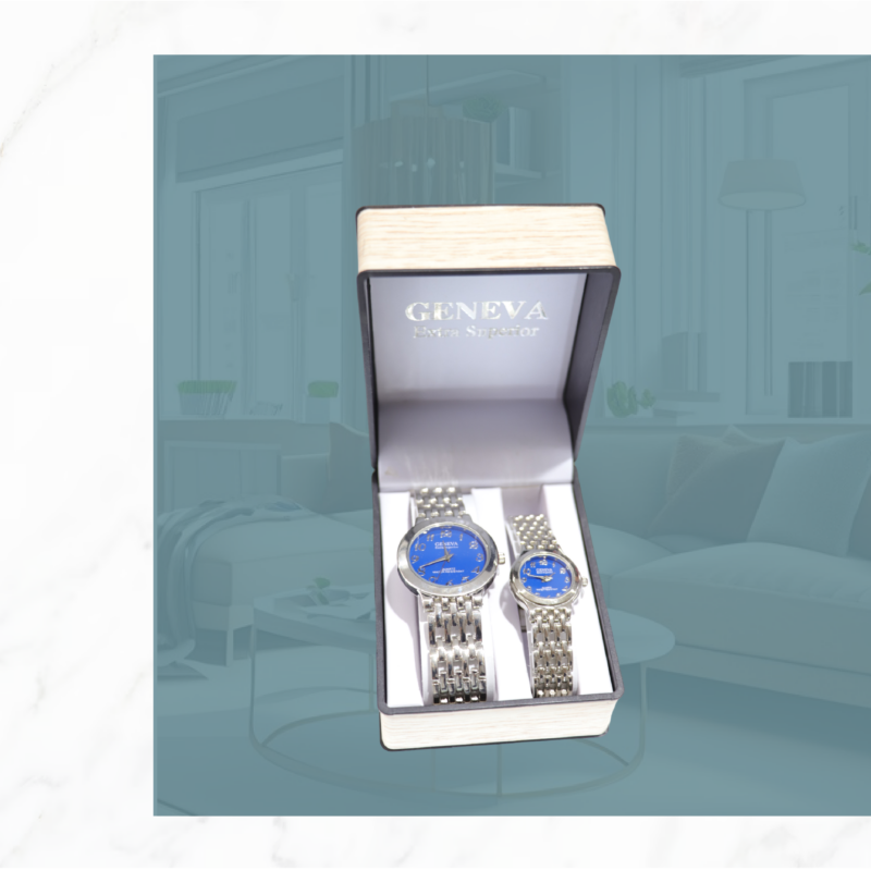 RELOJ GENEVA METALICO-AZUL PAREJA