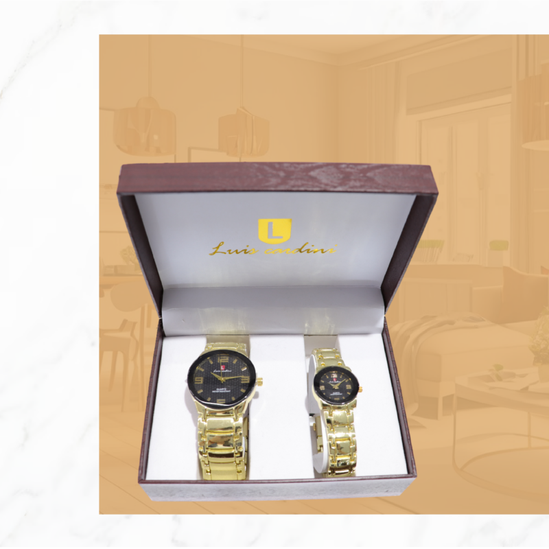 RELOJ LUIS CARDINI DORADO-NEGRO PAREJA